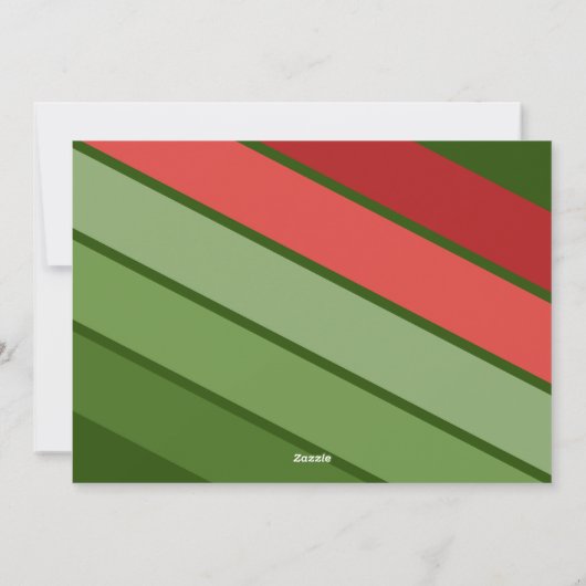 赤い緑のレトロストライプ- 3枚のフォトコラージュ シーズンカード (裏面)