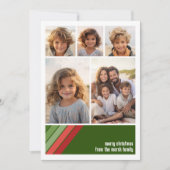 赤い緑のレトロストライプ- 5枚のフォトコラージュ シーズンカード (正面)