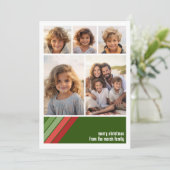 赤い緑のレトロストライプ- 5枚のフォトコラージュ シーズンカード (スタンド正面)