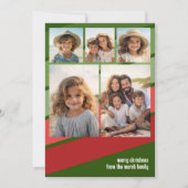 赤い緑のレトロストライプ- 5枚のフォトコラージュ シーズンカード (正面)