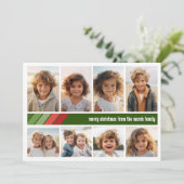 赤い緑のレトロストライプ- 8フォトコラージュ シーズンカード (スタンド正面)