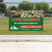 赤い緑のロゴフォトケータリングマーケティング 横断幕 (インサイチュ)