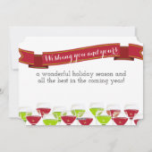 赤い緑のワイングラスのクリスマスの休日カード シーズンカード (裏面)