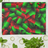 赤い緑の丸薬 キッチンタオル (折り畳み)