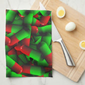 赤い緑の丸薬 キッチンタオル (四つ折り)