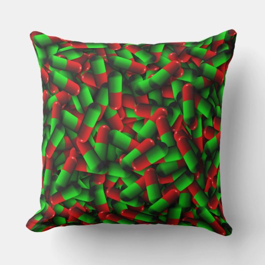 赤い緑の丸薬 クッション (正面)