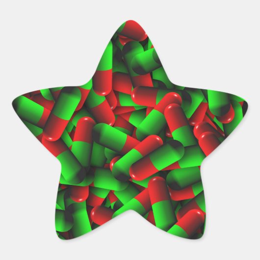 赤い緑の丸薬 星シール (正面)