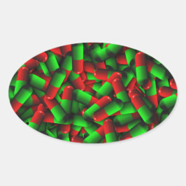 赤い緑の丸薬 楕円形シール