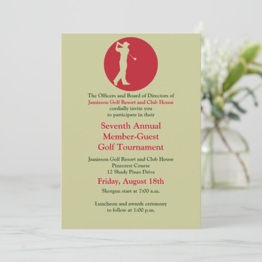 赤い緑の企業のなゴルフトーナメントの招待状 招待状 (スタンド正面)