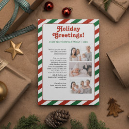 赤い緑の休日のグリーティングファミリーレターの写真 シーズンカード