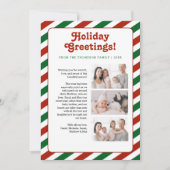 赤い緑の休日のグリーティングファミリーレターの写真 シーズンカード (正面)