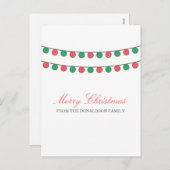 赤い緑の休日の文字列のライトはがき シーズンポストカード (正面/裏面)