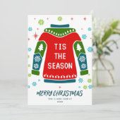 赤い緑の写真ファミリー醜いセーターこの季節 シーズンカード (スタンド正面)