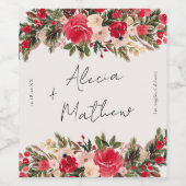 赤い緑の冬のフローラ ワインラベル (シングルラベル)