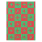赤い緑の原子市松模様に的なクリスマススターバスト テーブルクロス (正面)