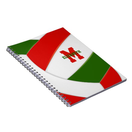 赤い緑の女パーソナライズされたの子バレーボール ノートブック (右側)