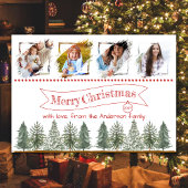 赤い緑の家族の写真コラージヴィンテージクリスマス シーズンカード