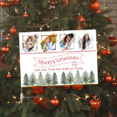 赤い緑の家族の写真コラージヴィンテージクリスマス シーズンカード