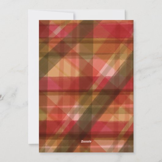 赤い緑の抽象芸術格子模様素朴写真クリスマス シーズンカード (裏面)