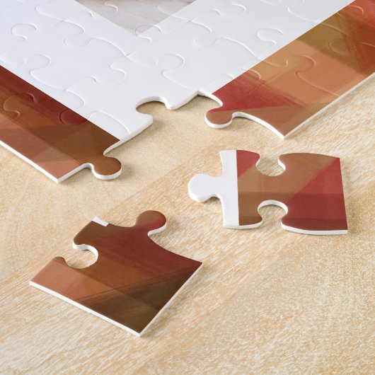 赤い緑の抽象芸術格子模様素朴写真クリスマス ジグソーパズル (側面)