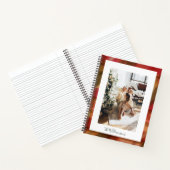 赤い緑の抽象芸術格子模様素朴写真クリスマス ノートブック (内部)