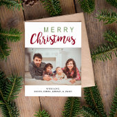 赤い緑の書道楽しいクリスマス家族の写真