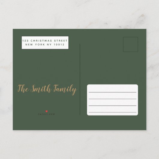 赤い緑の果実離れの冬のクリスマスパーティー インビテーションポストカード (裏面)