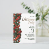 赤い緑の果実離れの冬のクリスマスパーティー インビテーションポストカード (スタンド正面)