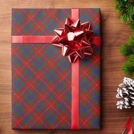 赤い緑の格子模様のクリスマス ラッピングペーパー