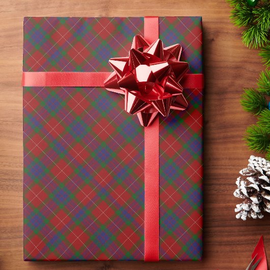 赤い緑の格子模様のクリスマス ラッピングペーパー