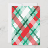 赤い緑の格子模様クリスマスフォトカード シーズンカード (裏面)