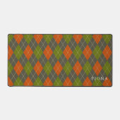 赤い緑の格子模様パーソナライズされた デスクマット (正面)