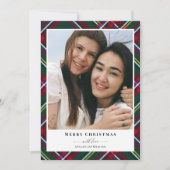 赤い緑の格子模様メリークリスマスフォト シーズンカード (正面)