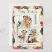 赤い緑の格子模様メリークリスマス3写真 シーズンカード (正面)