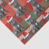 赤い緑の格子状の杖のコルソ犬のクリスマスホリデー 薄葉紙 (詳細)