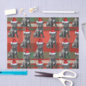 赤い緑の格子状の杖のコルソ犬のクリスマスホリデー 薄葉紙 (クラフト)