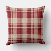 赤い緑の格子縞のストライプ クッション (裏面)