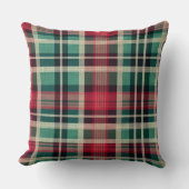 赤い緑の格子縞のストライプ クッション (正面)
