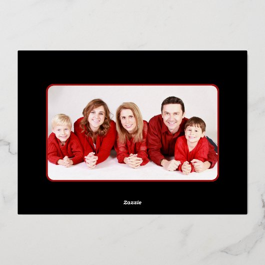 赤い緑の歓喜の手紙イラストレーション写真クリスマス 箔シーズンカード (裏面)