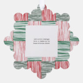 赤い緑の水の色のストライプパターン1枚 オーナメントカード (裏面)