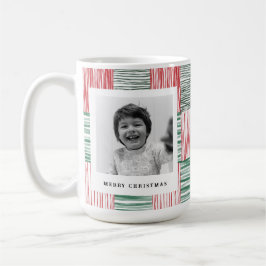 赤い緑の水の色のストライプパターン1枚 コーヒーマグカップ