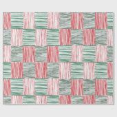 赤い緑の水の色のストライプパターン1枚 ラッピングペーパー (フラット)