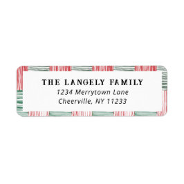 赤い緑の水の色のストライプパターン1枚 ラベル