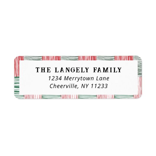 赤い緑の水の色のストライプパターン1枚 ラベル (正面)