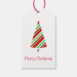 赤い緑の水の色のツリーストライプのギフトラベル ギフトタグ