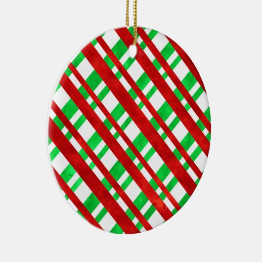 赤い緑の水の色の斜めの格子状の装飾用クッション セラミックオーナメント (右)