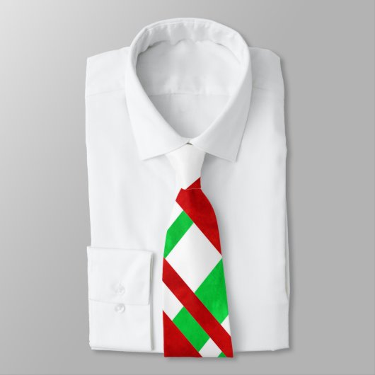 赤い緑の水の色の斜め格子縞 ネクタイ (タイ)