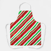 赤い緑の水の色キャンディーケインストライプ2 エプロン (正面)