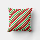 赤い緑の水の色キャンディーケインストライプ2 クッション (裏面)