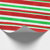 赤い緑の水の色キャンディーケインストライプ2 ラッピングペーパー (角)